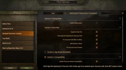 settings for Detailed Character Creation 